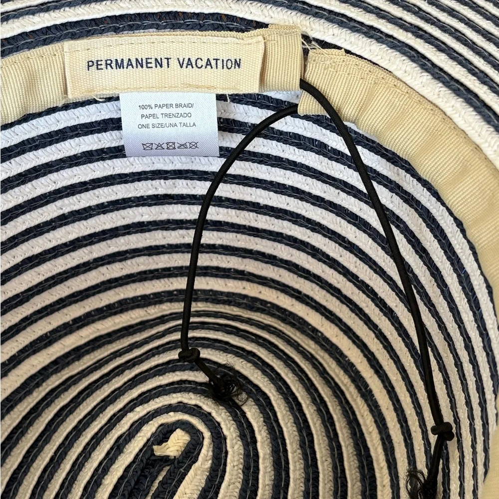 Permanent Vacation Navy & White Striped Straw Sun Hat - One Size